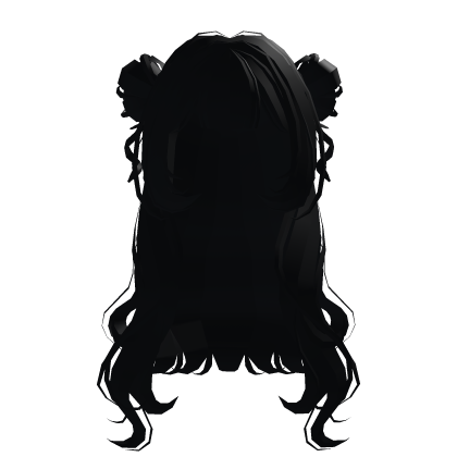 Long Doll Twin Buns in Pure Black ♡