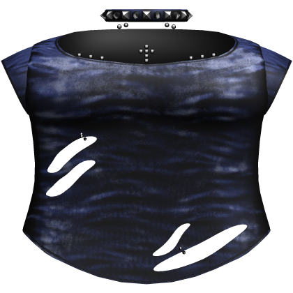 Emo Blue Ripped Shirt /w Choker