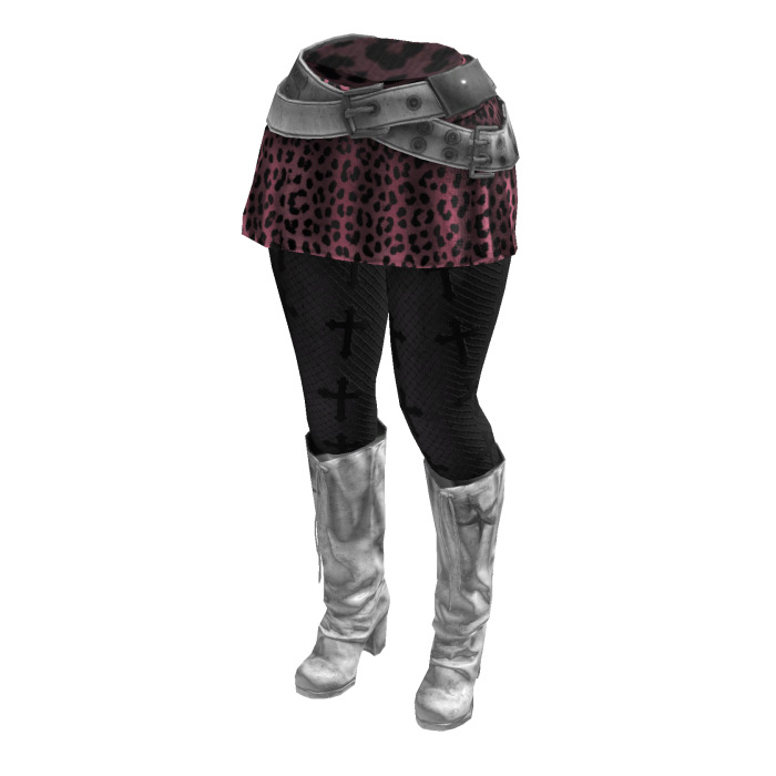 Y2K Leopard Skirt Cross Leggings (White BlackPink)