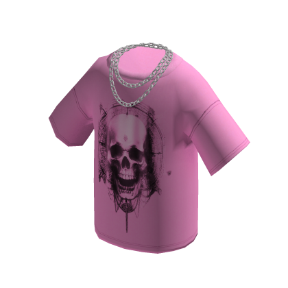 Faded Skull Graphic Tee W Silver Chains Pink Roblox NoFilter