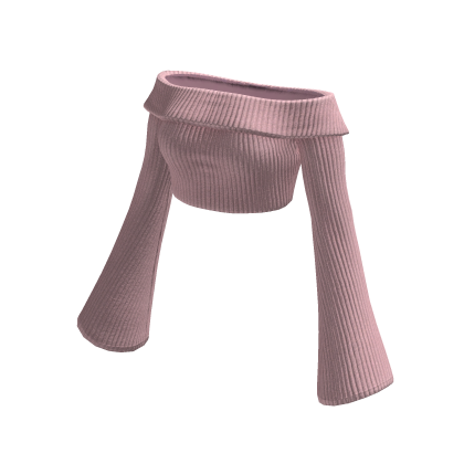 Sweater Pink Crop Off Shoulder Knitted Warm Y2K