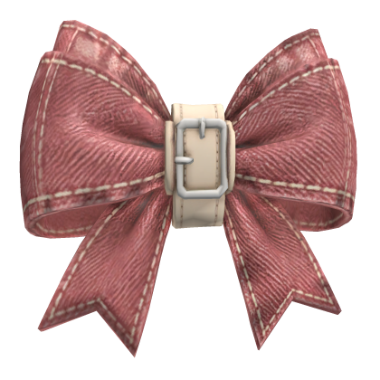 Rose pink denim stitched hair bow