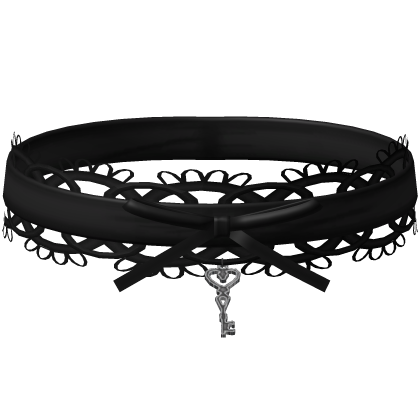 gothic lace heart key choker black Roblox item