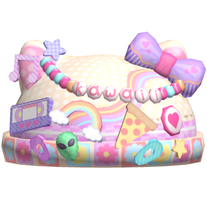 Cute Kawaii Decora Alien Rainbow Kitty Hat
