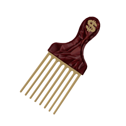 Red gold oversized hair pick Roblox item