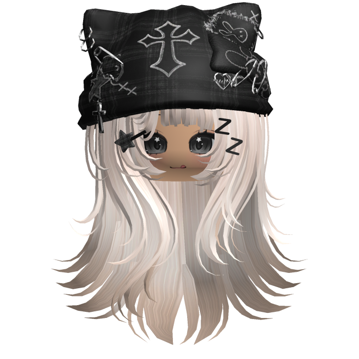 Beige Cross Beret Emo Girl Hair