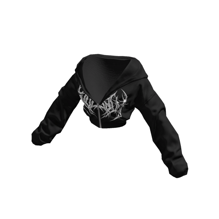 Black White Graphic Cropped Y2K Zip Up Hoodie