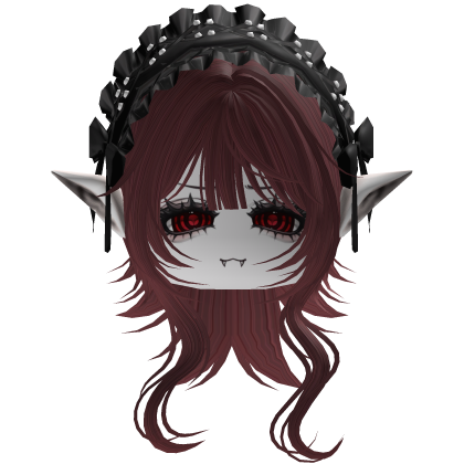 Gothic Vampire Red Hair W/ears (Black)  Roblox item