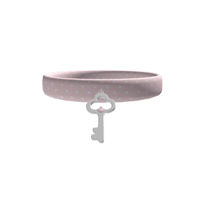 cute key pink polkadot choker necklace