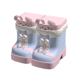 🍀Pom Boots w Bunny Legwarmers - Pink/Blue