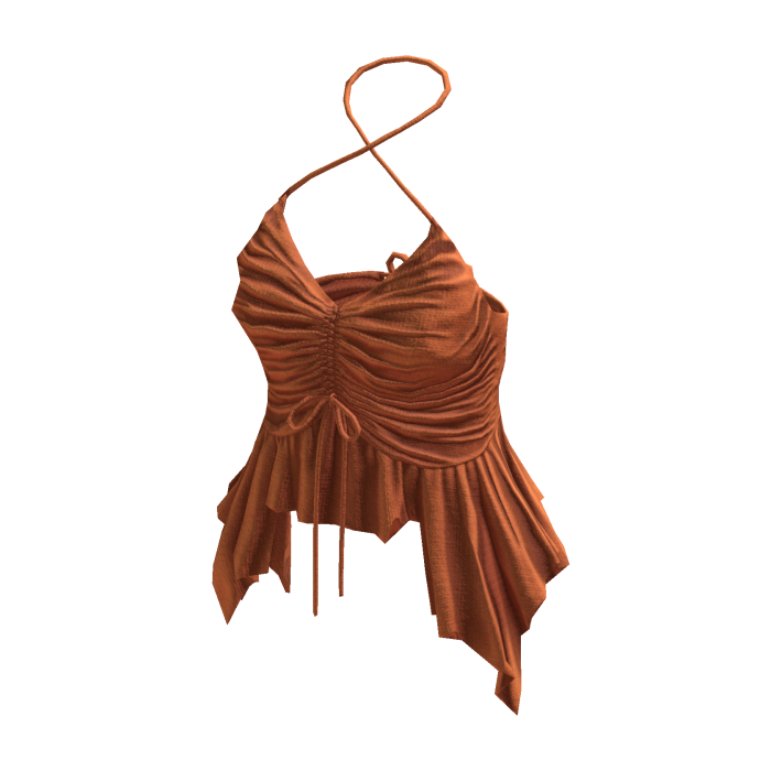 Ruched Ruffle Halter Top ⭐ (Orange)