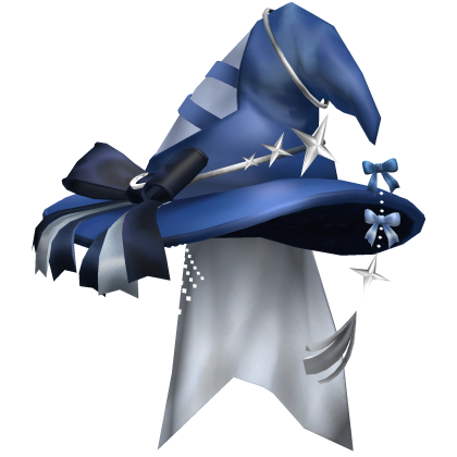 Witch Wizard Hat w Stars & Moon | Blue & White