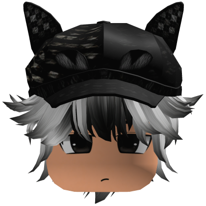 Messy Fluffy Emo Y2K Boy Hair VKAI black silve CAT Roblox item