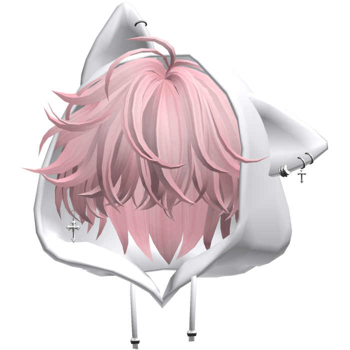 Pink Messy Hair with Cat Hoodie