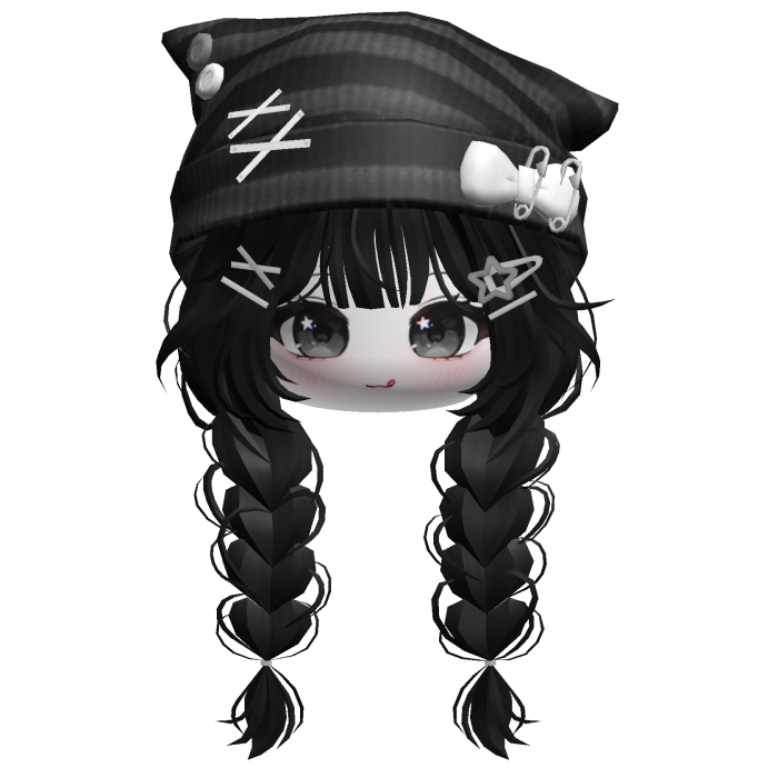 🍀Cute Girl Braided w/Cat Beanie(Black)