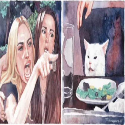 woman yelling at cat painting Roblox decal