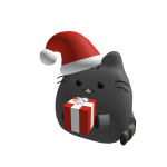 Red Santa Cat Holding Red Gift