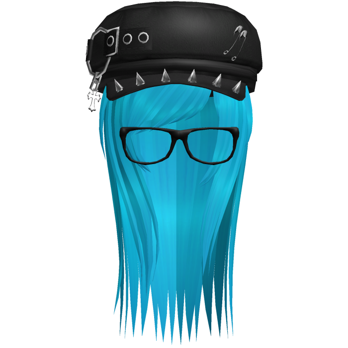 Vkei Moe Cyan Long Scene Hair /w Punk Hat
