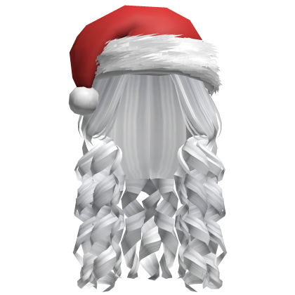 Santa Hat Long Curly Preppy Girl Hair (White) Roblox item