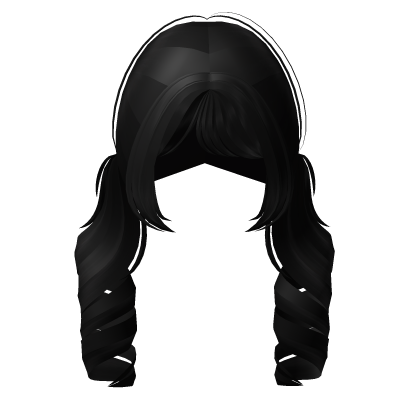 ♡ : curly doll hair back pigtail in black Roblox item