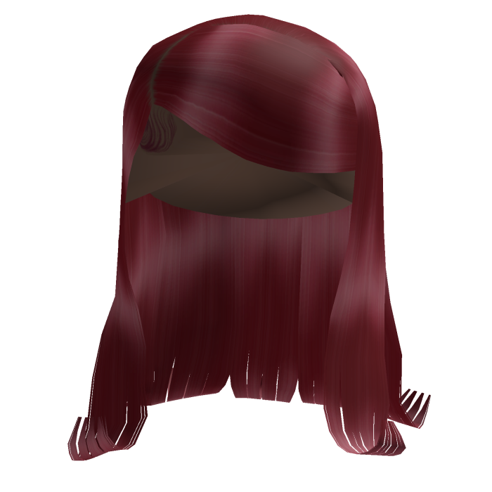 Red Layered Long Hair w/ Side-Swept Bangs