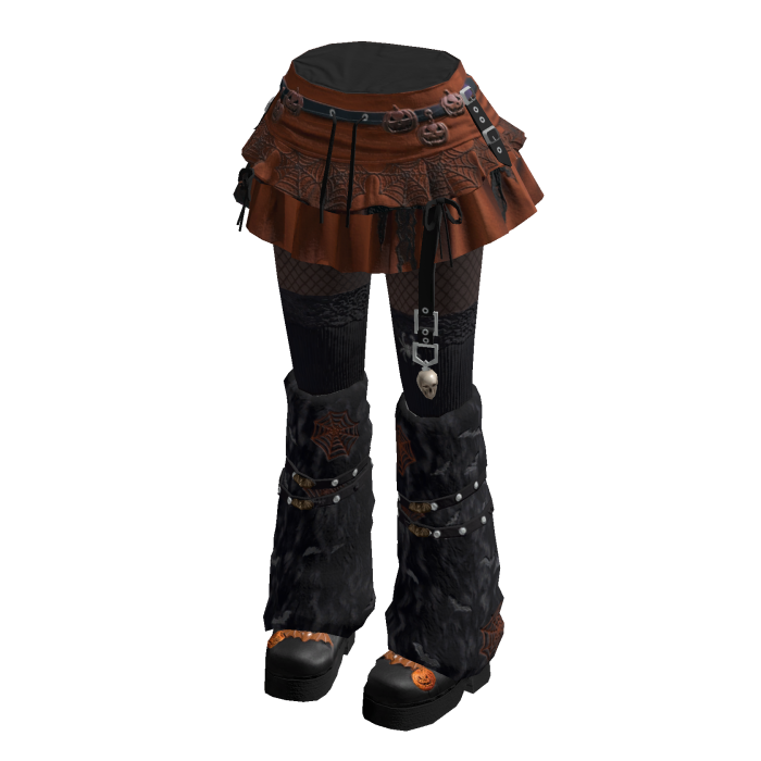 Orange Gothic Skirt w/ Stockings & Shoes