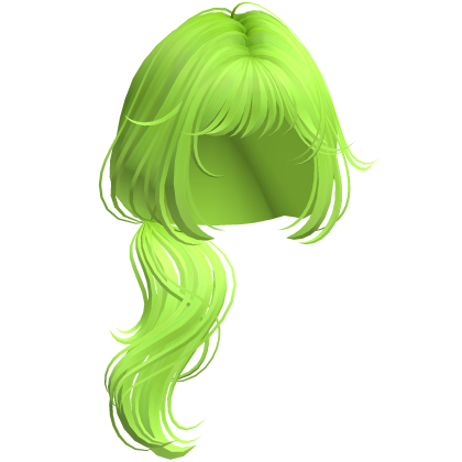 Wispy Wolfcut Side Ponytail Neon Green