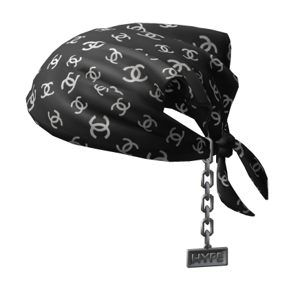 Tied CC Black & Silver Bandana Hat with Chain  Roblox item