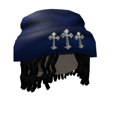 Blue Chrome beanie w/ black dreads Roblox item