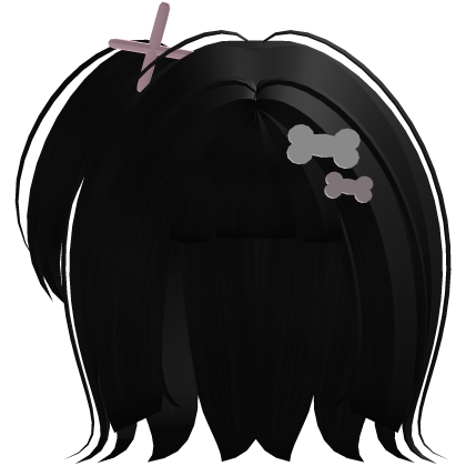 ♡ black puppy girl bob with side ponytail hair Roblox item