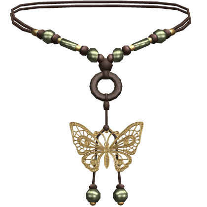 Boho Beaded Green Butterfly Gold Necklace