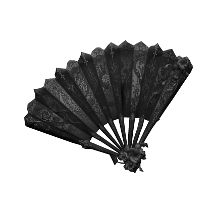 Black Traditional Maximalist Floral Japanese Fan