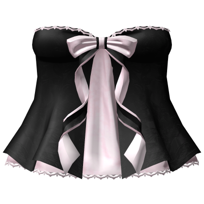 emo black lace dress & cute pink flowy bow 3.0 Roblox item
