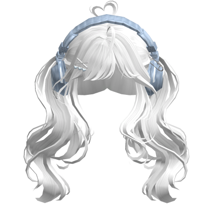 Cute Wavy Pigtails w/Headphonnes (White)