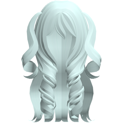 curly long princess pigtails light blue hair Roblox item