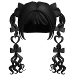 Kawaii black heart hair