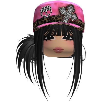 Gyaru Side Bun Hair w/ Cheetah Cap & Earrings