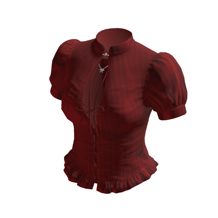Puff Sleeve Blouse with Ruffle Hem (Burgundy)