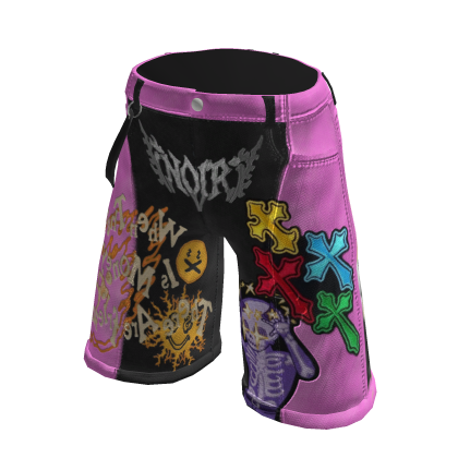 NOIR Y2K Two Toned Shorts (Black & Pink) thumbnail