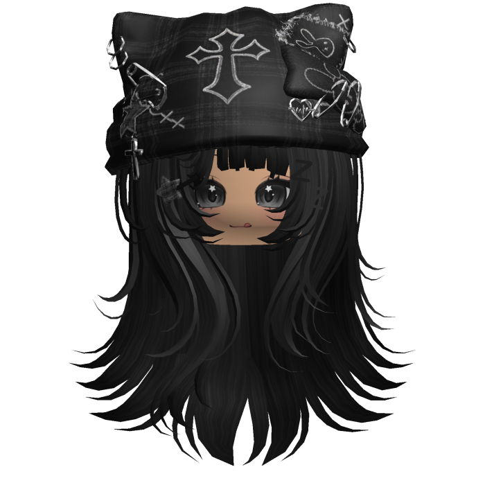 Black Cross Beret Emo Girl Hair