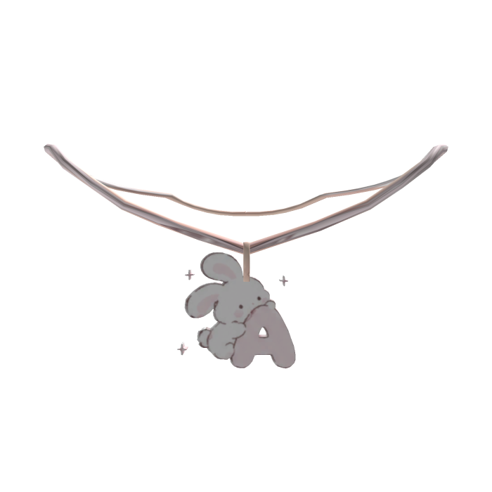 cute a pink bunny initial necklace 1.0