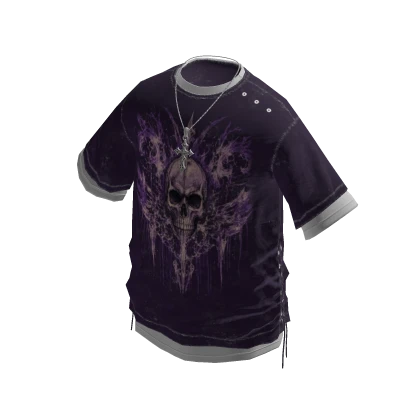 Y2K Skull Graphic Layered T-Shirt (Purple) | Roblox Item - Rolimon's