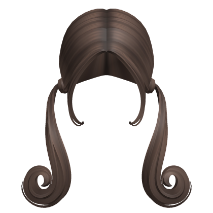 -',ৎ Low Curly Pigtails with Fairy Bangs Brown