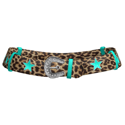 Star Y2K Gyaru Leopard Low Belt In Teal