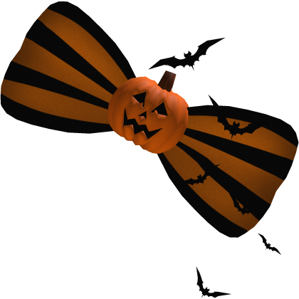 🎃. ⭑Orange Jack O'Lantern Striped Bat Bow