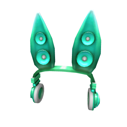 Teal Techno Rabbit Headphones Roblox item
