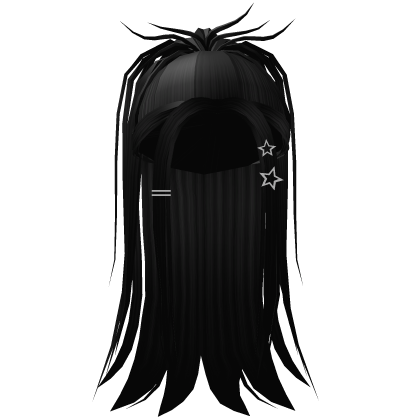 y2k high wispy ponytail black w/ stars Roblox item