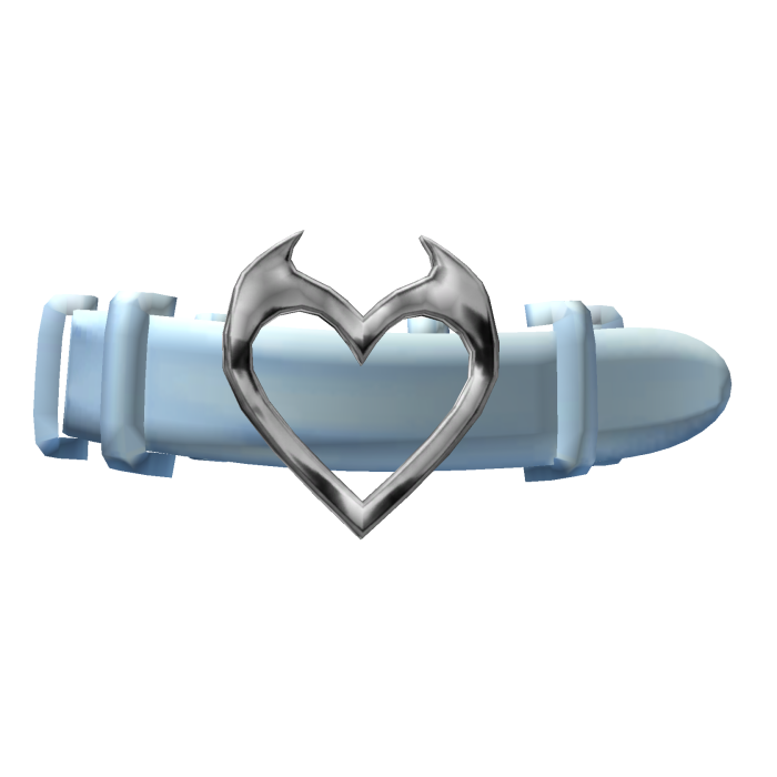 Goth Imp Heart Belt Choker Y2K - Blue Silver