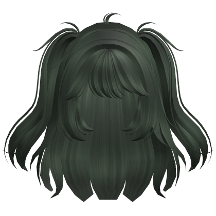 Cute Dolly Messy Pigtails (Dark Green) Roblox item