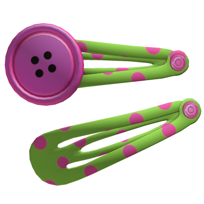 Polka Dot Button Hairclips [Green & Pink] Roblox item